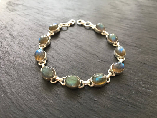 Labradorite sterling silver bracelet Oval