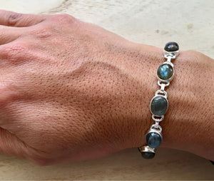 Labradorite sterling silver bracelet Oval
