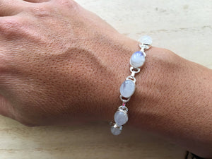 Moonstone sterling silver bracelet Oval
