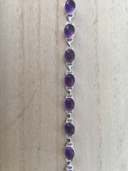 Amethyst Sterling Silver Bracelet Oval