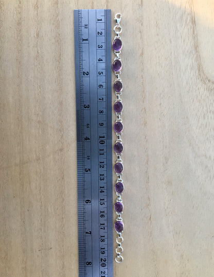 Amethyst Sterling Silver Bracelet Oval