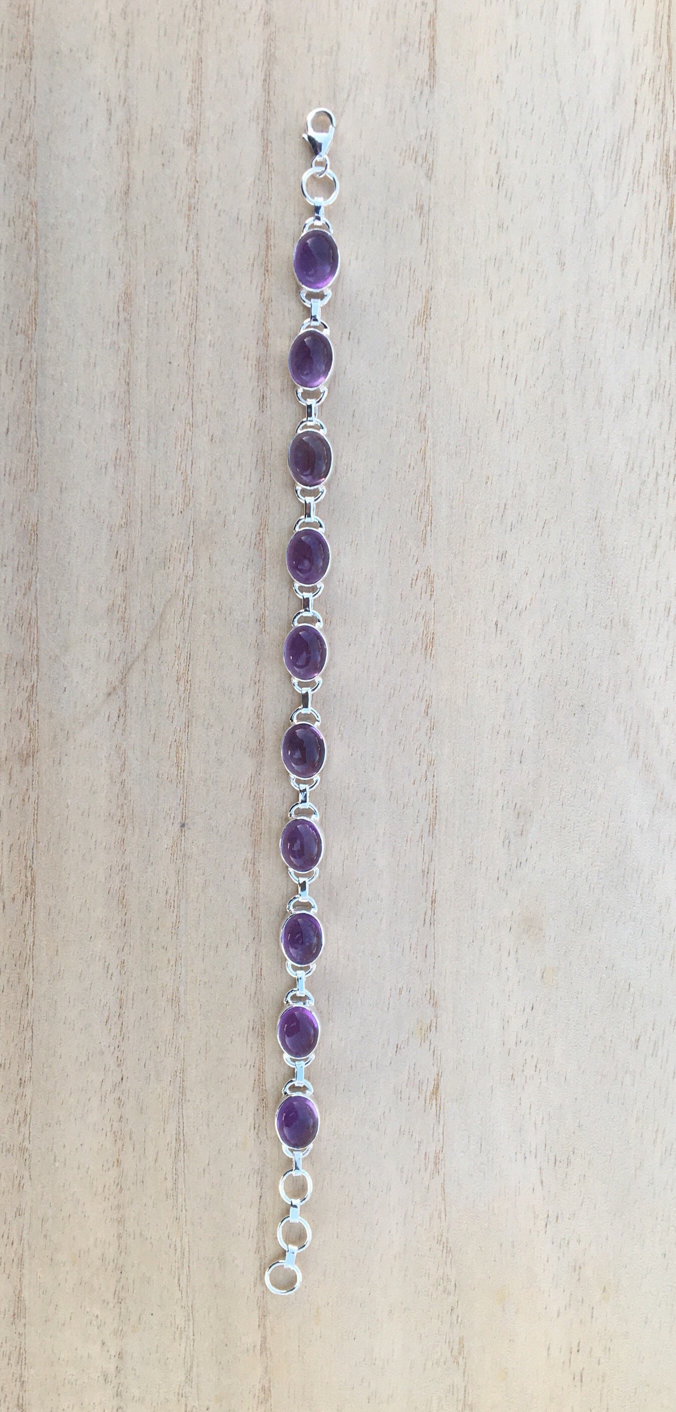 Amethyst Sterling Silver Bracelet Oval