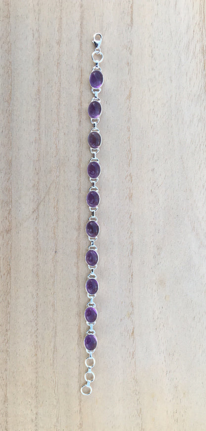 Amethyst Sterling Silver Bracelet Oval