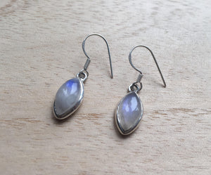 Moonstone silver earrings Almond