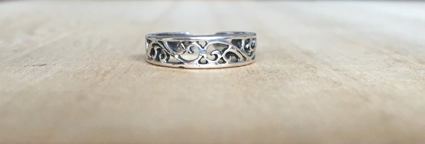 Leaf Midi ring, sterling silver midi ring, flower toe ring, boho midi ring, silver toe ring, adjustable midi and toe ring, pinki silver