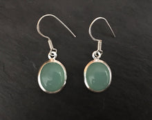 Load image into Gallery viewer, Oval Aqua Chalcedony silver earrings