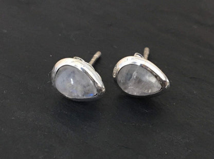 Moonstone stud silver earrings Teardrop