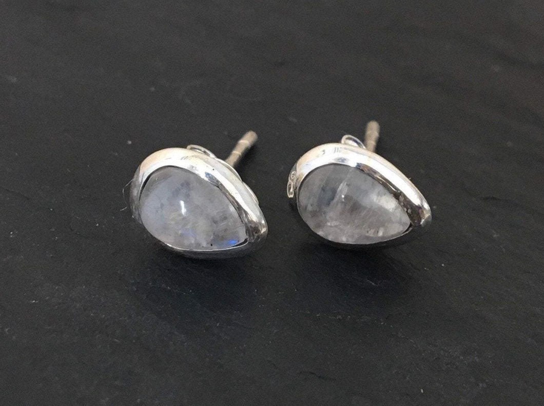 Moonstone stud silver earrings Teardrop