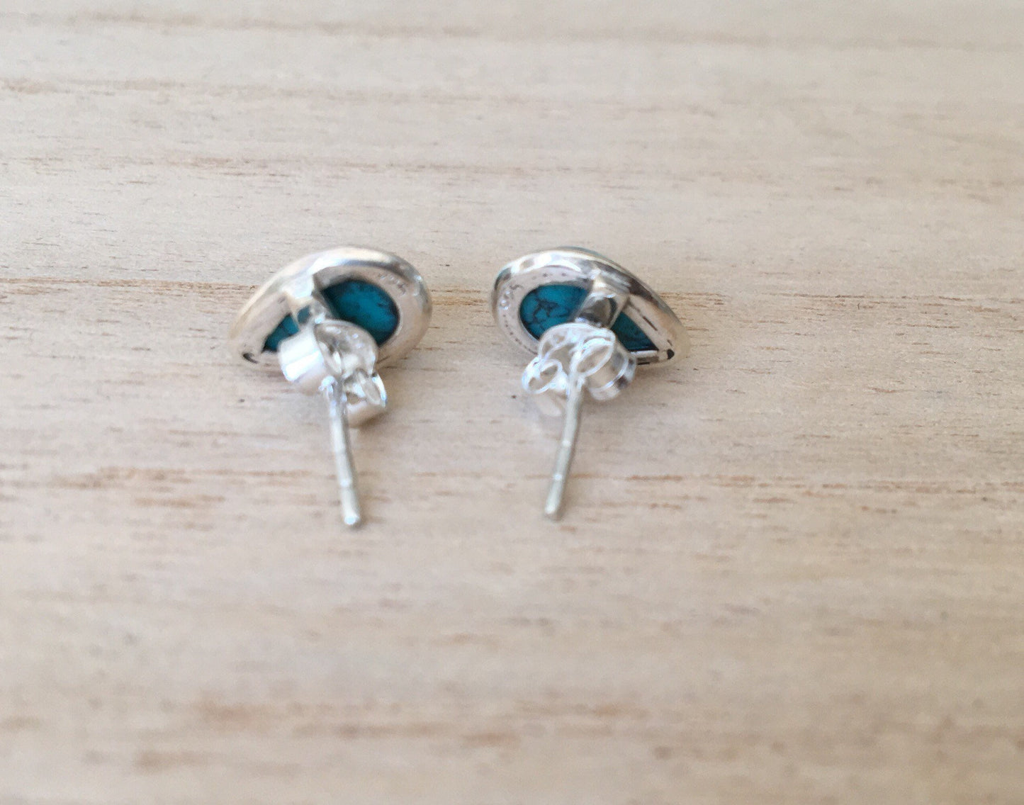 Turquoise stud silver earrings Teardrop