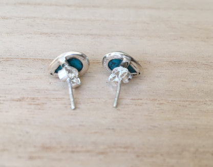 Turquoise stud silver earrings Teardrop
