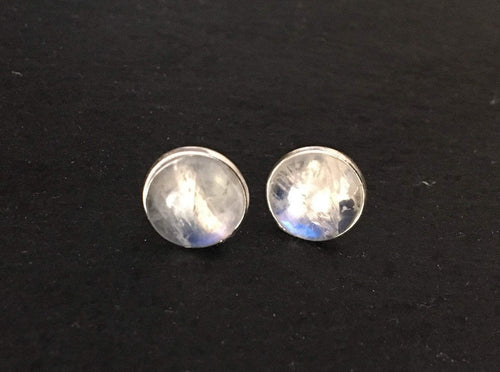 Stud moonstone sterling silver earrings Round