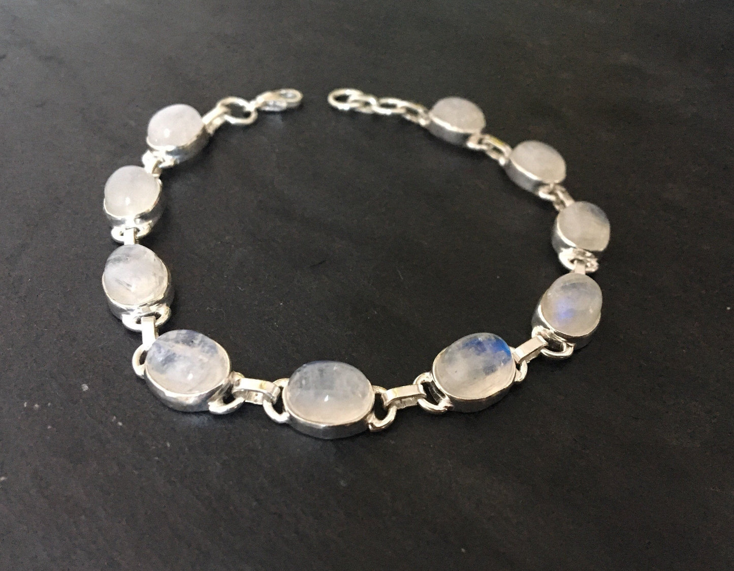 Moonstone sterling silver bracelet Oval