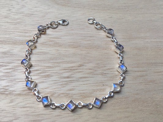 Moonstone sterling silver bracelet Diamond shape