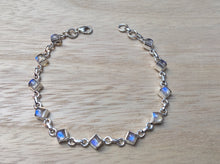 Load image into Gallery viewer, Moonstone sterling silver bracelet Diamond shape