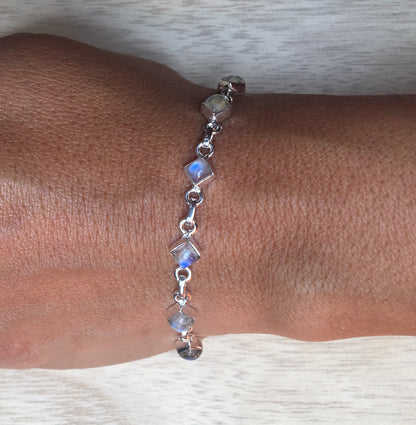 Moonstone sterling silver bracelet Diamond shape