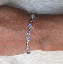 Load image into Gallery viewer, Moonstone sterling silver bracelet Diamond shape
