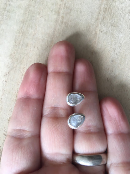 Moonstone stud silver earrings Teardrop