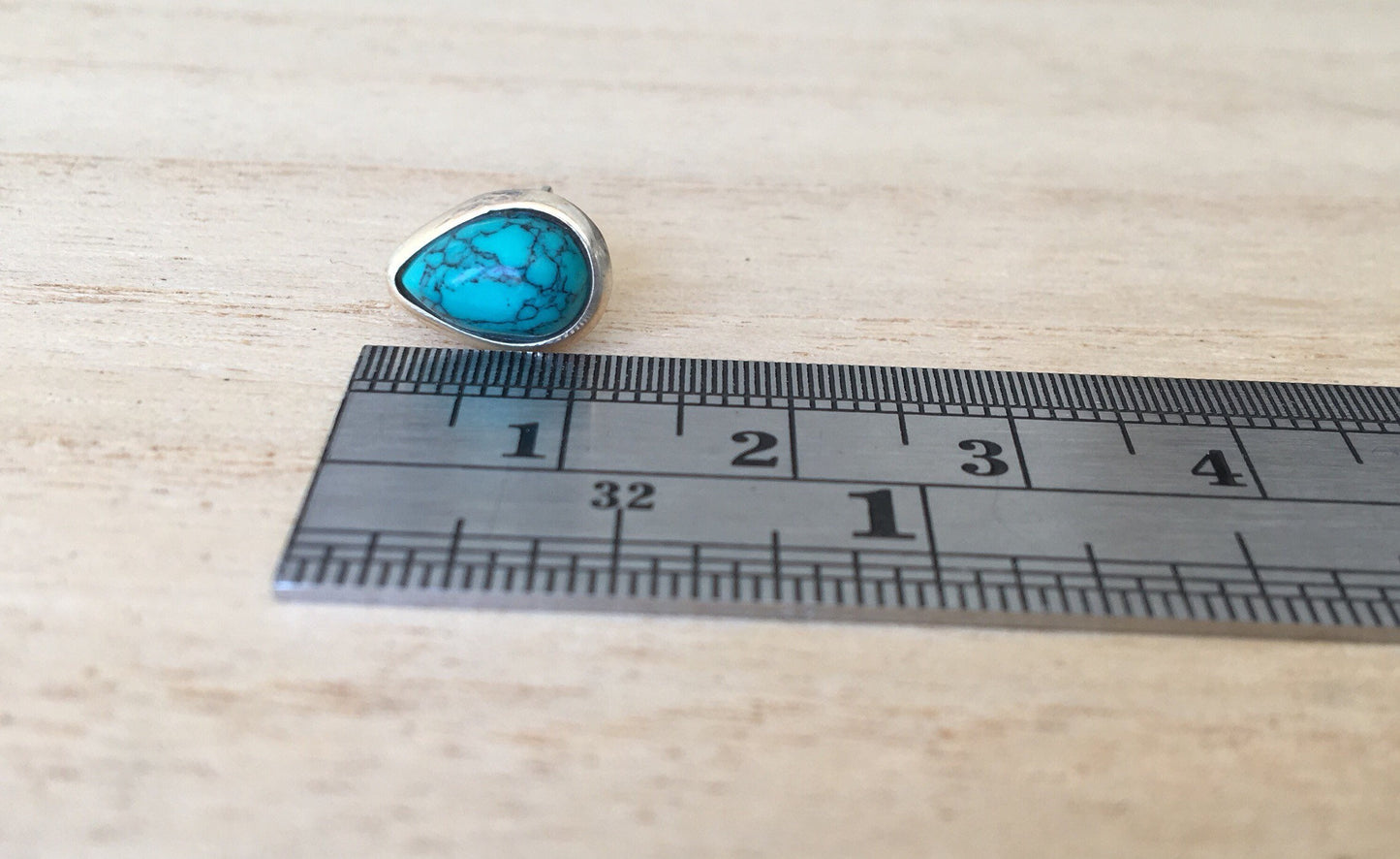 Turquoise stud silver earrings Teardrop