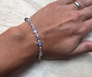 Moonstone sterling silver bracelet Diamond shape