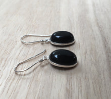 Load image into Gallery viewer, Black onyx sterling silver earrings Oval