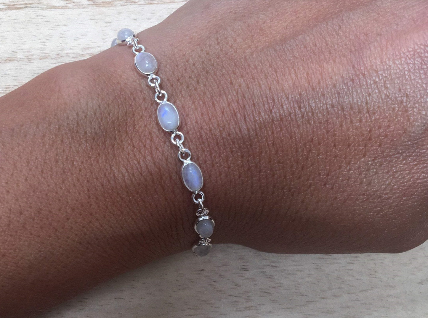 Moonstone sterling silver bracelet Oval