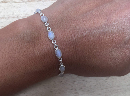 Moonstone sterling silver bracelet Oval