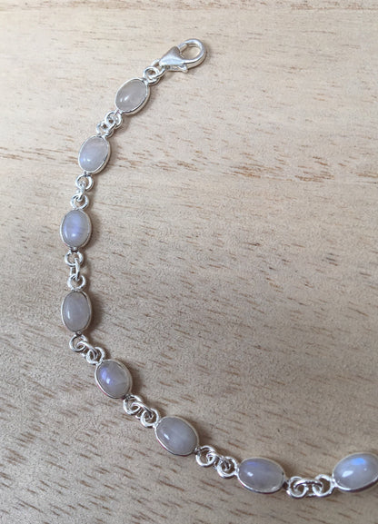 Moonstone sterling silver bracelet Oval