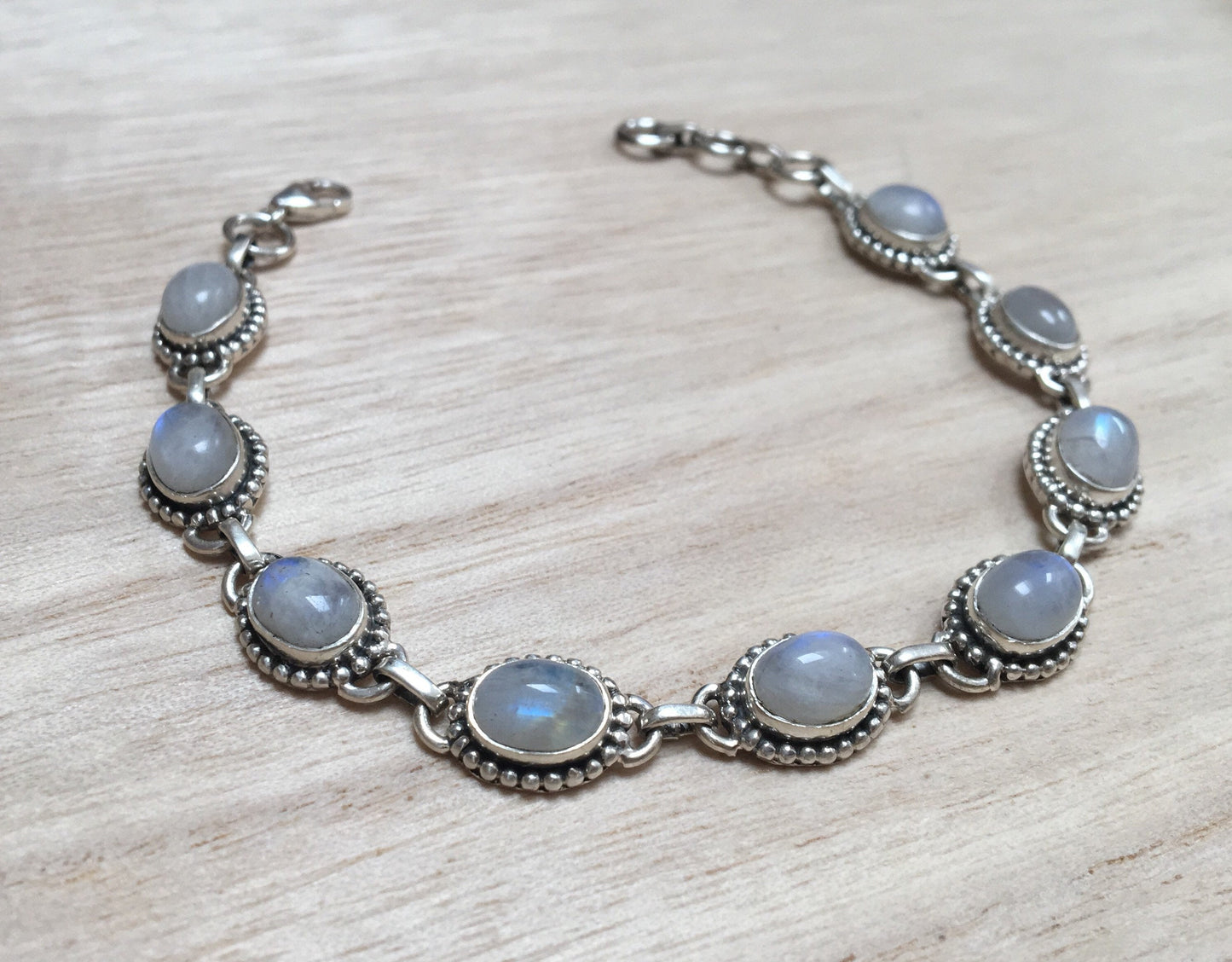 Moonstone sterling silver bracelet Oval