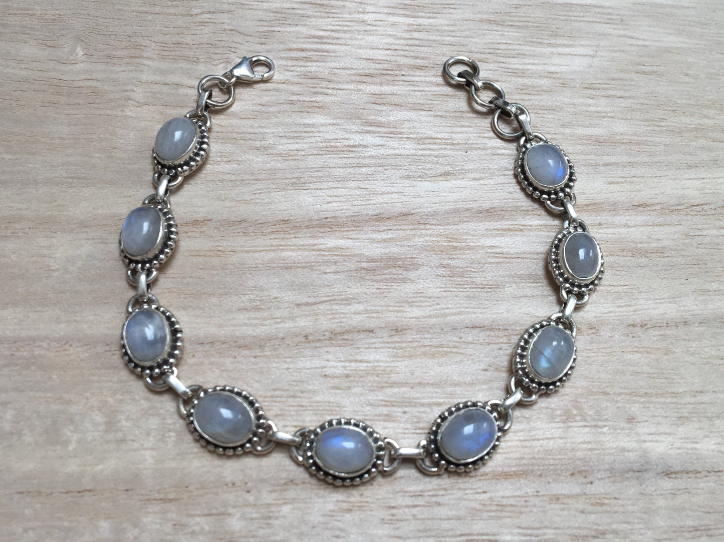 Moonstone sterling silver bracelet Oval