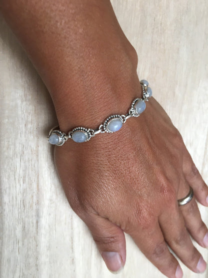 Moonstone sterling silver bracelet Oval