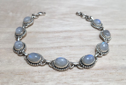 Moonstone sterling silver bracelet Oval