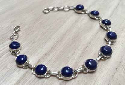 Lapis Lazuli sterling silver bracelet Round