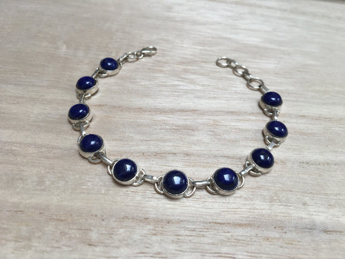 Lapis Lazuli sterling silver bracelet Round
