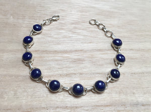 Lapis Lazuli sterling silver bracelet Round