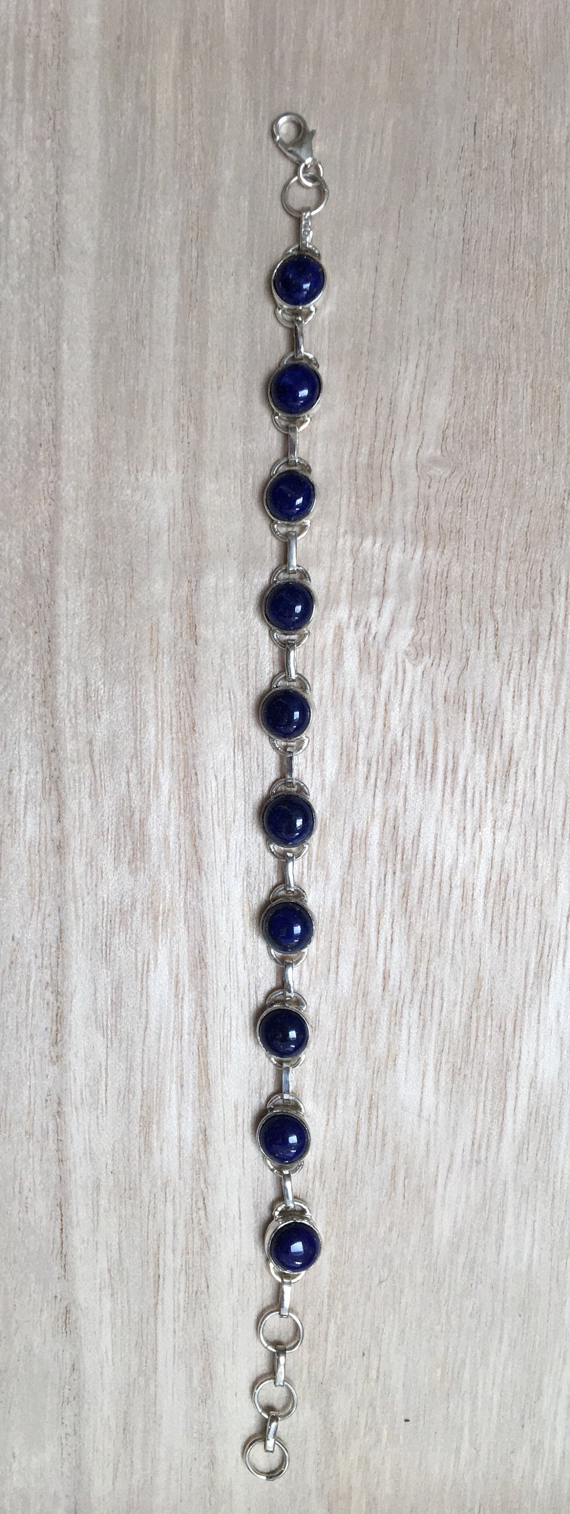 Lapis Lazuli sterling silver bracelet Round