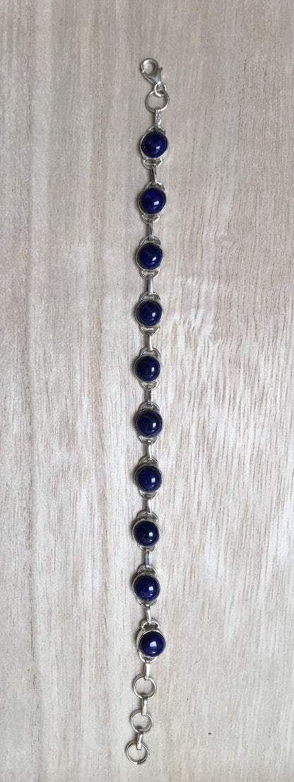 Lapis Lazuli sterling silver bracelet Round