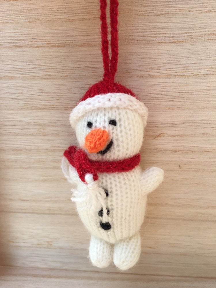 Snowman Christmas Decoration, Hand knitted snowman Christmas decoration, Snowman