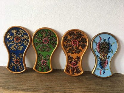 Hand mirror, Hand painted glass mirror