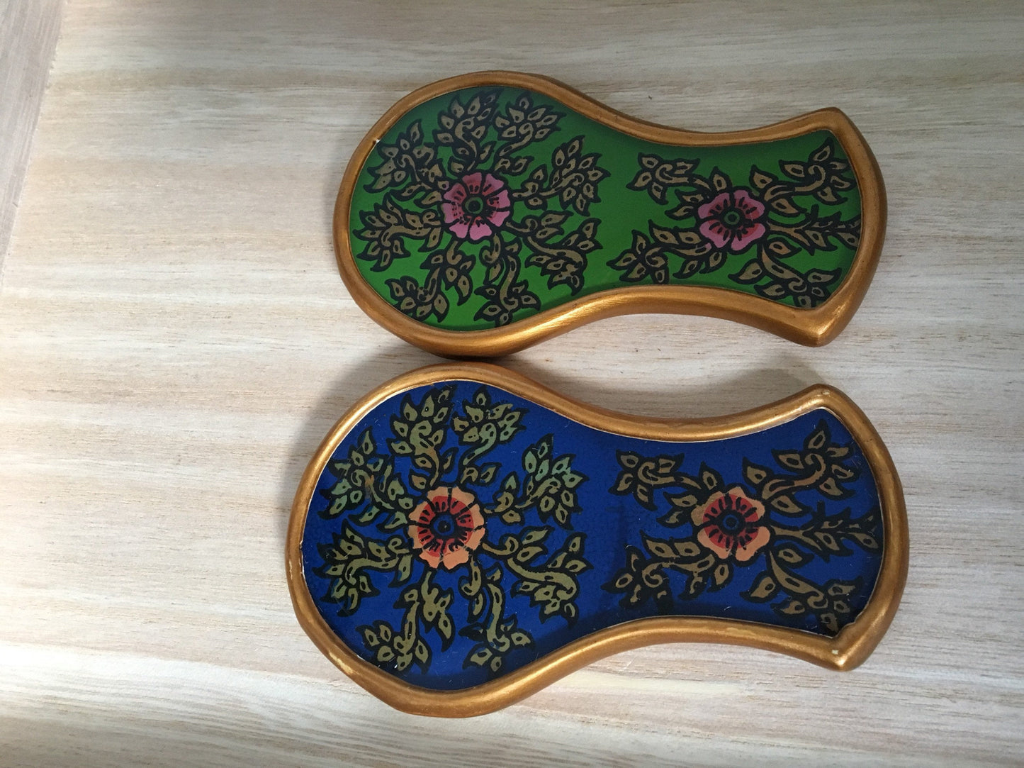 Hand mirror, Hand painted glass mirror
