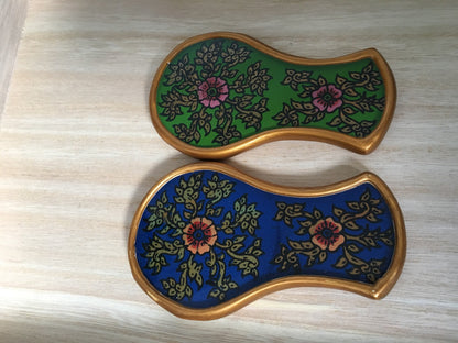 Hand mirror, Hand painted glass mirror