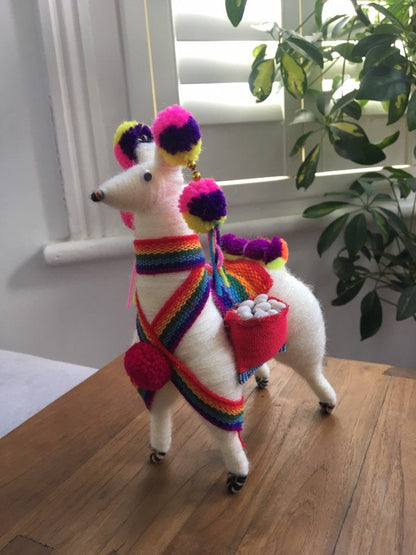 Llama ornament, Llama with pom poms, colorfull Llama , Peruvian Llama