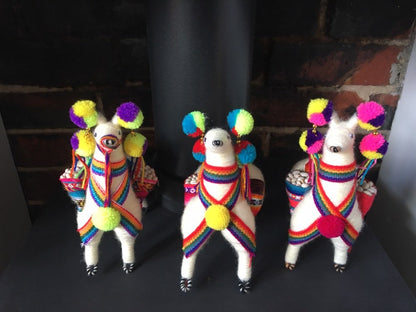 Llama ornament, Llama with pom poms, colorfull Llama , Peruvian Llama