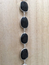 Load image into Gallery viewer, Faceted Black onyx sterling silver bracelet Oval