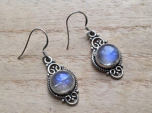 Boho Moonstone silver earrings