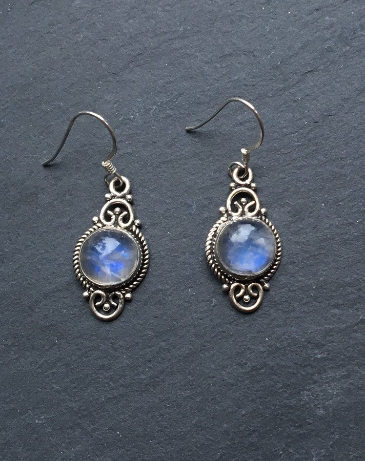 Boho Moonstone silver earrings