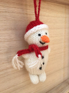 Snowman Christmas Decoration, Hand knitted snowman Christmas decoration, Snowman