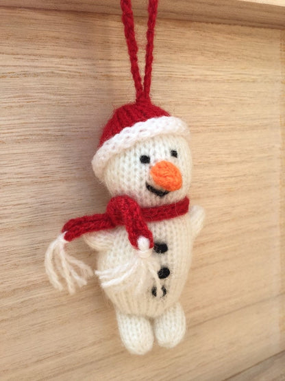 Snowman Christmas Decoration, Hand knitted snowman Christmas decoration, Snowman