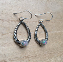 Load image into Gallery viewer, Opal dangly silver earrings Oval