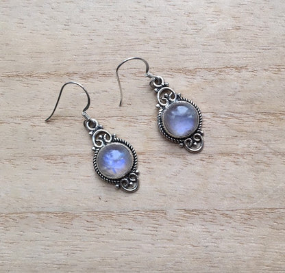 Boho Moonstone silver earrings