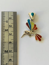 Load image into Gallery viewer, Hummingbird pendant, Sterling Silver Hummingbird necklace, Cute Hummingbird, Colorful bird necklace
